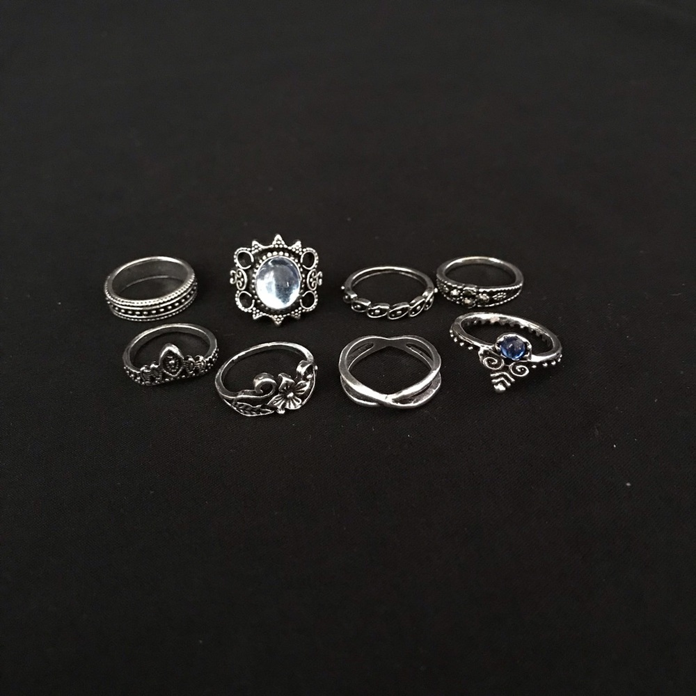 Faux Turquoise Boho Midi Style Ring Set - Picture 3 of 3